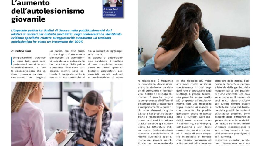 Autolesionismo giovanile Autolesionismo giovanile